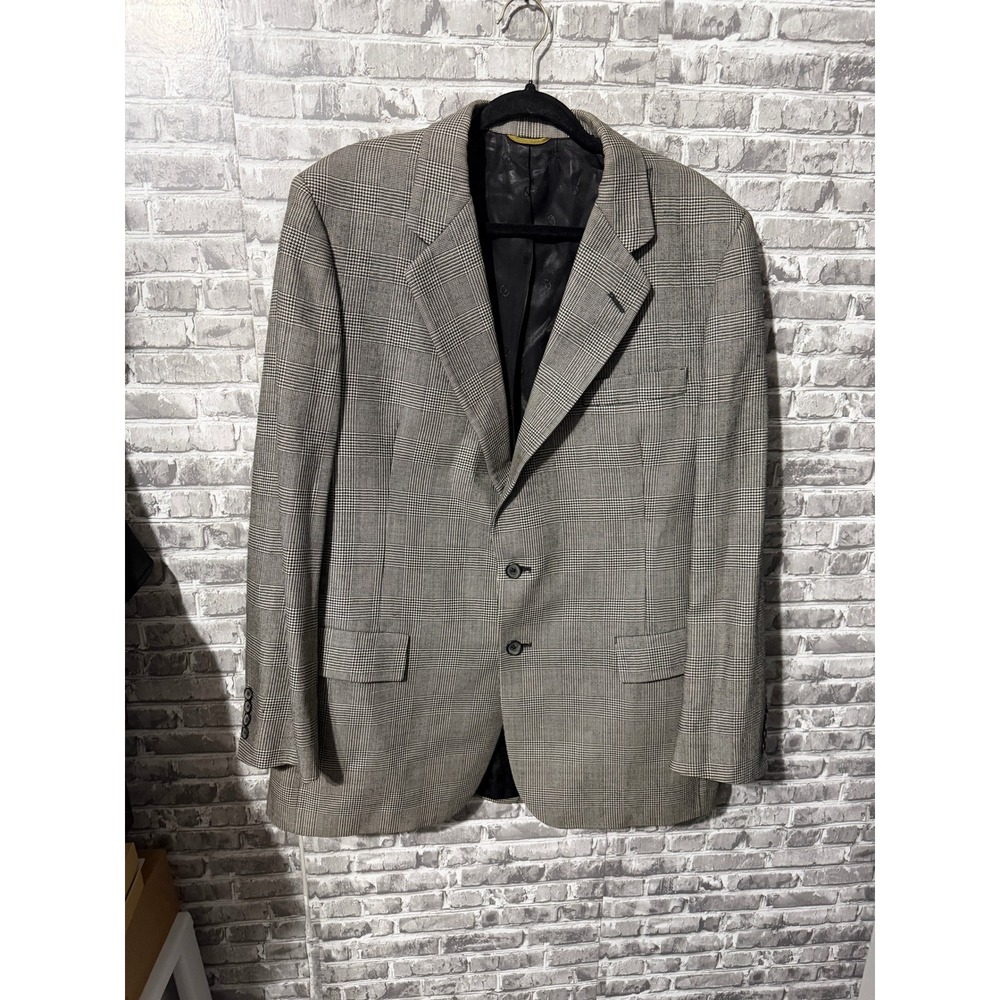 Christian Dior Hart Schaffner Marx Mens Grey Glen Plaid Blazer Sport Coat